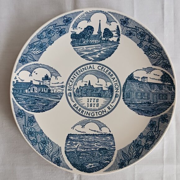 Vintage 10" Plate Barrington RI Bicentennial 1770 1970 Kettlesprings Kilns - Picture 1 of 5